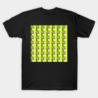 Green toned with purple centre square pattern with rectangular shapes T-Shirt